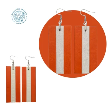 Narancssárga-fehér bőrékszer, csíkos téglalap