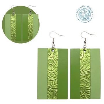 Fénylő zöldalma, csíkos téglalap bőrékszer