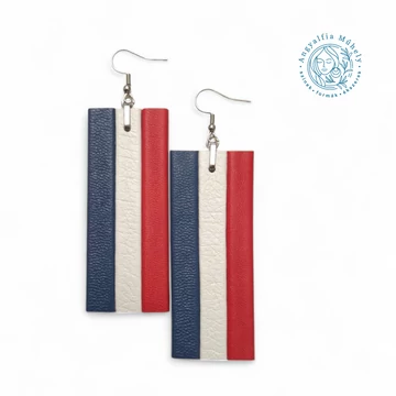 Piros-fehér-kék csíkos bőrékszer, téglalap