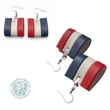 Piros-fehér-kék csíkos bőrékszer