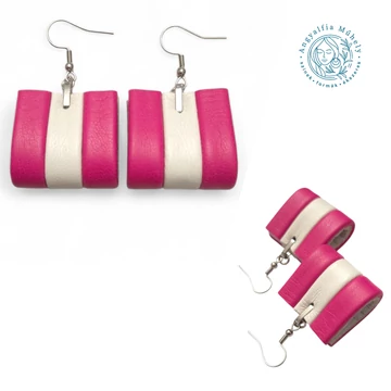 Pink-fehér csíkos bőrékszer