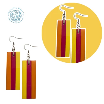 Csíkos téglalap bőrékszer, sárga-magenta árnyalatokban