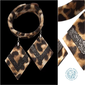 Extravagáns leopárd rombusz fülbevaló