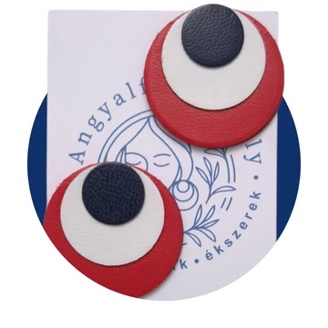 Piros-fehér-kék bedugós kör fülbevaló