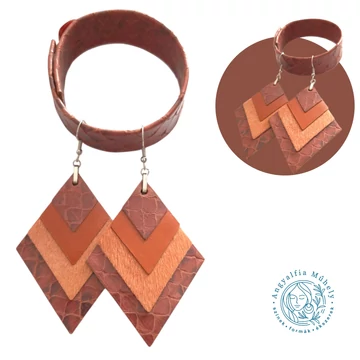 Különleges rozsda-barna rombusz ékszerszett