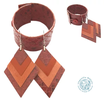 Különleges rozsda-barna bőr ékszerszett