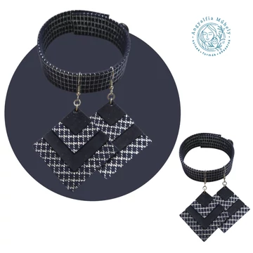 Éjkék, ezüstablakon át - négyzetes ékszerszett