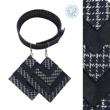 Éjkék, ezüstablakon át - négyzetes bőr ékszerszett