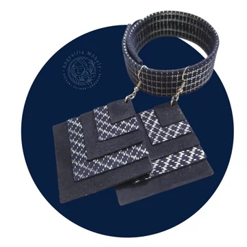 Éjkék, ezüstablakon át - bőr ékszerszett