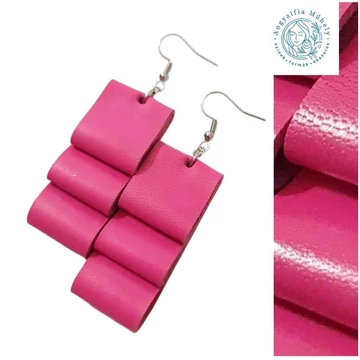 Pink hajtogatott bőr fülbevaló