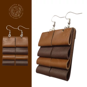 Csokoládébarna hajtogatott bőr fülbevaló