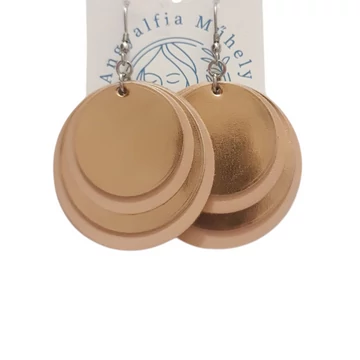Rosegold bőr fülbevaló, csillogó körökkel