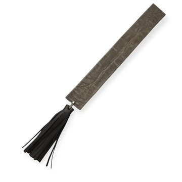 Szürkésbarna könyvjelző, rojttal