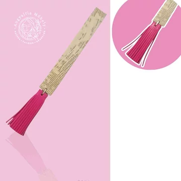 Olvasni jó! bőr könyvjelző mintás pink-nude színben