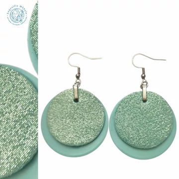 Különleges mentazöld fülbevaló, szemcsés csillogással