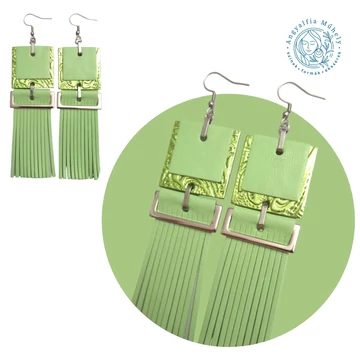 Almazöld statement bőrékszer, négyzettel