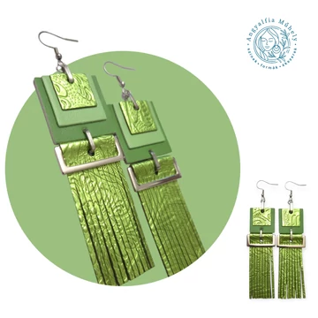 Almazöld statement bőrékszer, metálfénnyel