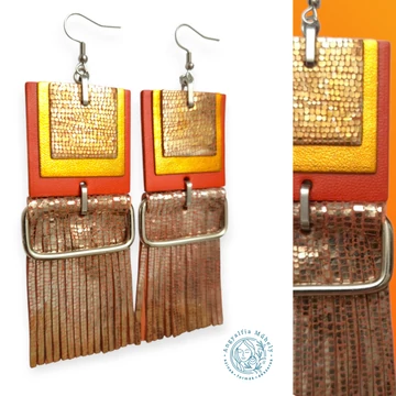 Statement bőrékszer, csillogó réz-narancsban