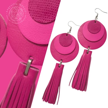 Pink kör-rojtos statement bőrékszer