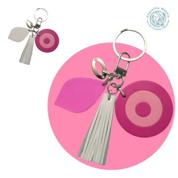 Rózsaszín-fehér táskadísz v. kulcstartó