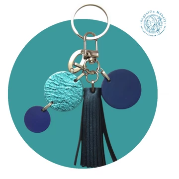 Táskadísz vagy kulcstartó, türkiz és kék színekben