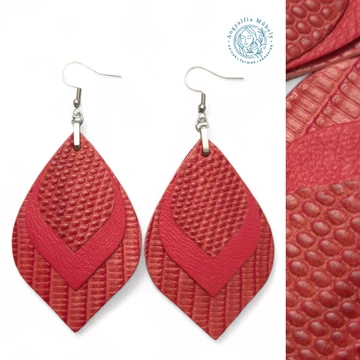 Korall levél bőr fülbevaló