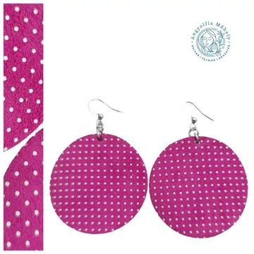 Pöttyös velúrbőr pink minimalista fülbevaló