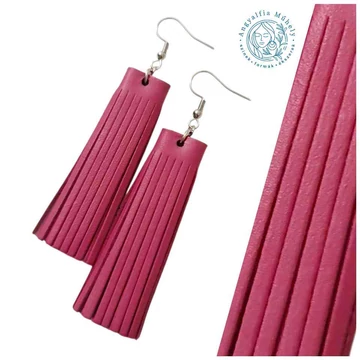Magenta rojtos bőr fülbevaló