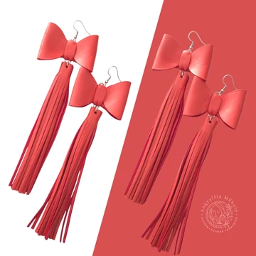 Korallpiros masnis-rojtos bőrékszer