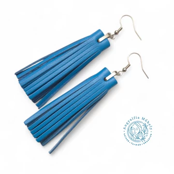 Gyönyörű kék rojtos bőrékszer