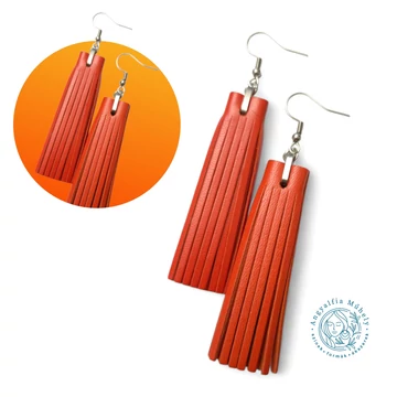 Mély narancssárga rojtos bőrékszer