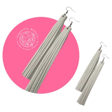 Fehér hosszú rojtos bőr fülbevaló