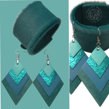 Limitált rombusz ékszerszett, türkiz árnyalatokban