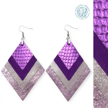 Levendula-püspöklila rombusz bőrékszer