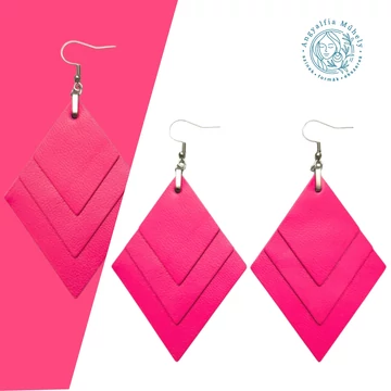Neon pink rombusz bőrékszer