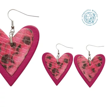 Pink árnyalatok Kisszívem bőr fülbevaló