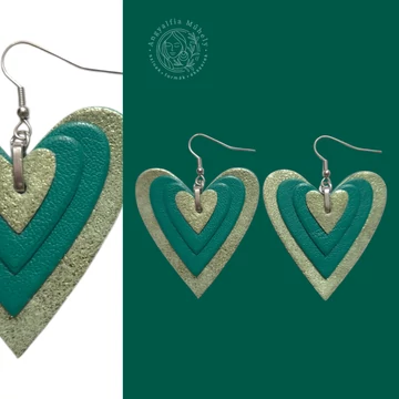 Csodazöld Kisszívem fülbevaló, enyhe csillogással