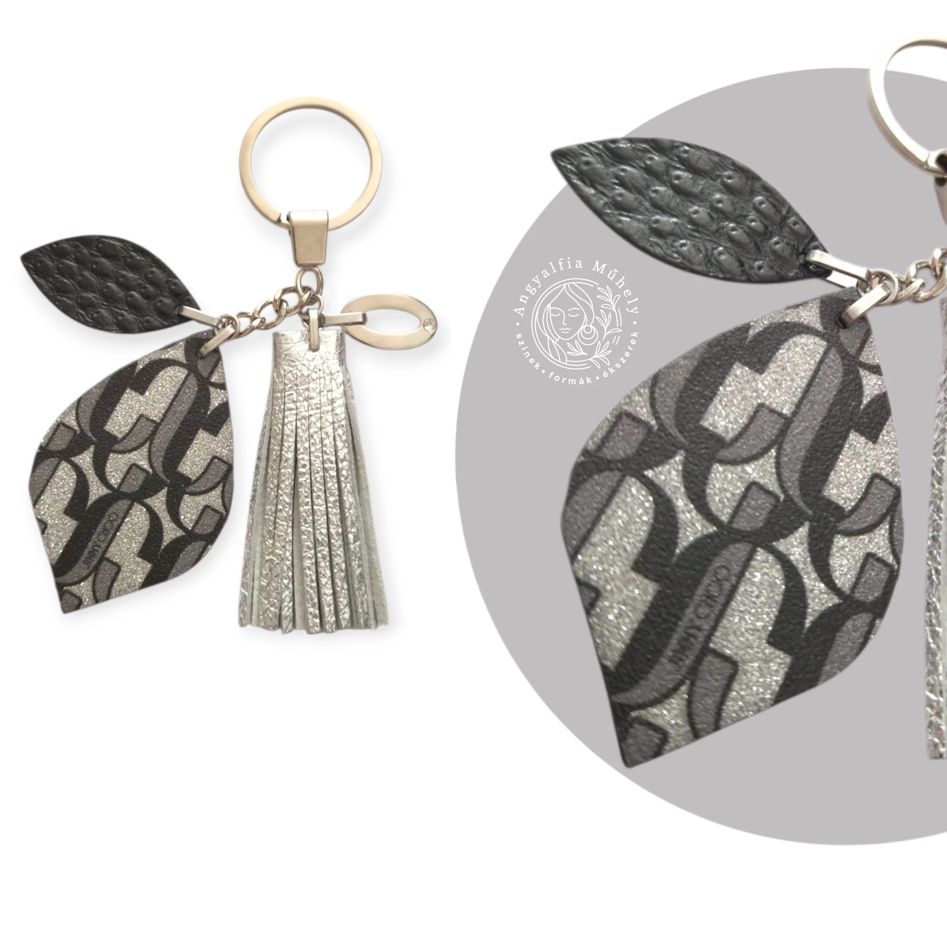 JIMMY CHOO mintás bőr táskadísz és kulcstartó